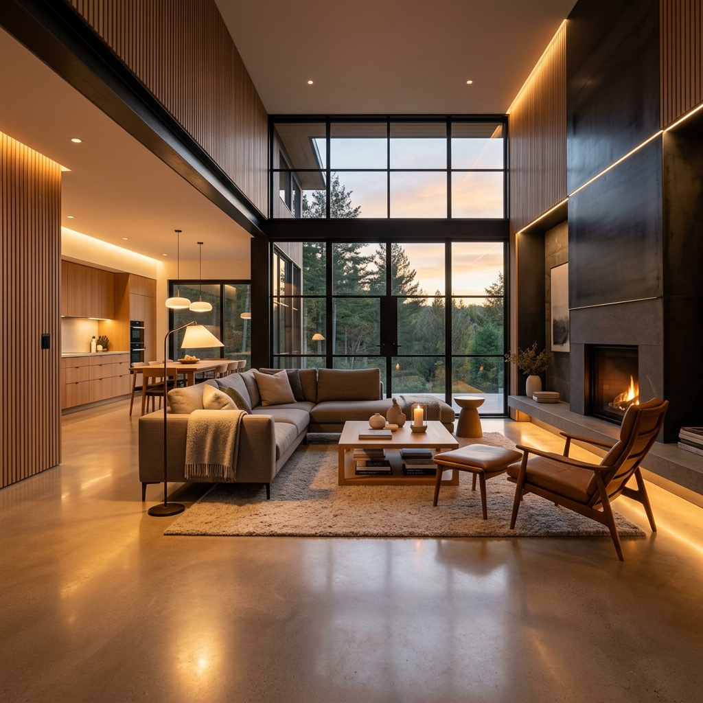 Modern heated floor interior